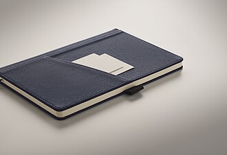 A5 notebook with PU hard cover with front phone pocket