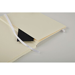 A5 notebook with soft recycled PU (81% recycled polyester and 19% PU) cover.