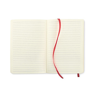 A5 notebook with soft recycled PU (81% recycled polyester and 19% PU) cover.
