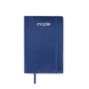 A5 notebook with soft recycled PU (81% recycled polyester and 19% PU) cover.