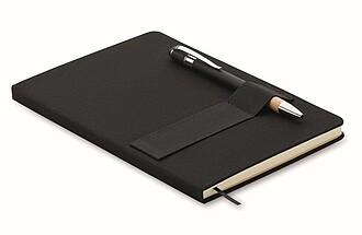 A5 RPET notebook with pen, black