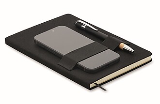 A5 RPET notebook with pen, black