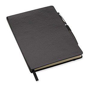 A6 notebook with pen, black
