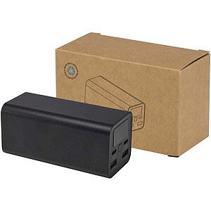 Acamar 20.000 mAh 70W recycled aluminium laptop power bank, solid black