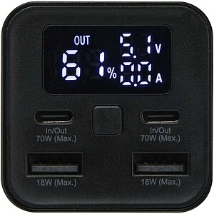 Acamar 20.000 mAh 70W recycled aluminium laptop power bank, solid black