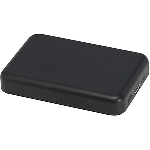 Acrab 5000 mAh 15W magnetic wireless power bank with 20W PD - made from recycled plastic, solid black