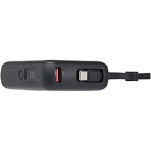 Acrux 10.000 mAh 35W tablet power bank with built in Type-C cable - made from recycled plastic, solid black