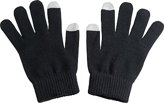 Acrylic gloves with touch tops on two fingers, black