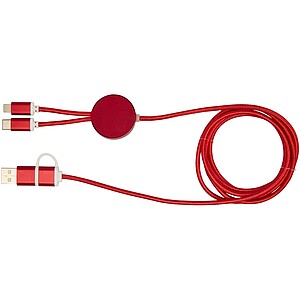 Alasia 5-in-1 recycled aluminium and plastic 150 cm data sync and 27W fast charge cable, red
