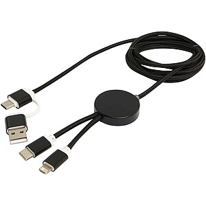 Alasia 5-in-1 recycled aluminium and plastic 150 cm data sync and 27W fast charge cable, solid black