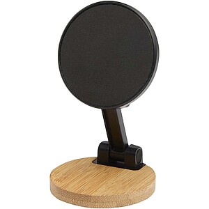 Alcor recycled plastic foldeable magnetic phone stand with bamboo details, solid black