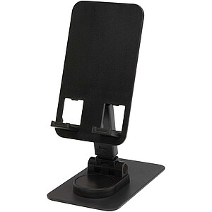 Alhena recycled plastic foldeable phone holder with metal desk stand, solid black