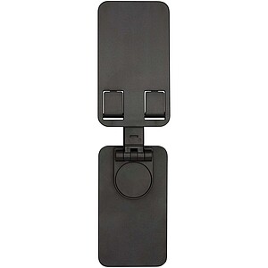 Alhena recycled plastic foldeable phone holder with metal desk stand, solid black