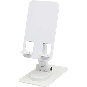 Alhena recycled plastic foldeable phone holder with metal desk stand, white