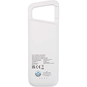 Alkes 5000 mAh 12W recycled plastic water resistant power bank with carabiner, white
