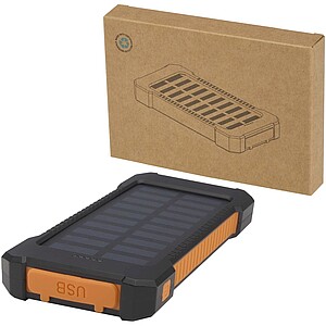 Altair 5000 mAh 10W recycled plastic rugged solar power bank with built-in torch, solid black