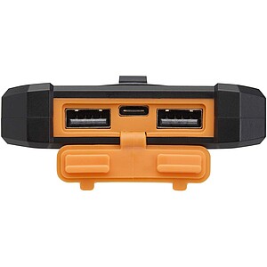 Altair 5000 mAh 10W recycled plastic rugged solar power bank with built-in torch, solid black