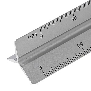 Aluminium 30 cm triangle-shaped ruler Tavi, silver