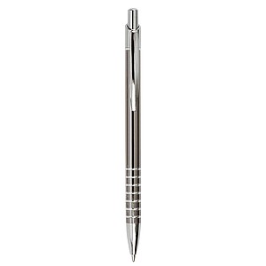 Aluminium ballpen with blue ink. Light grey