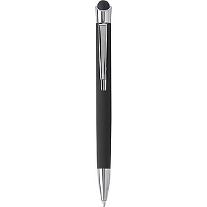 Aluminium ballpen with rubber coating and rubber tip for capacitive screens.