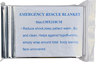 Aluminium foil isolation blanket. Packaged in a polybag.