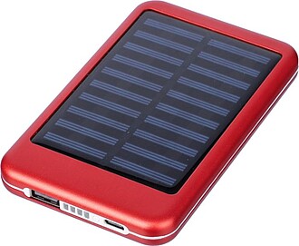 Aluminium solar power bank Tycho, red