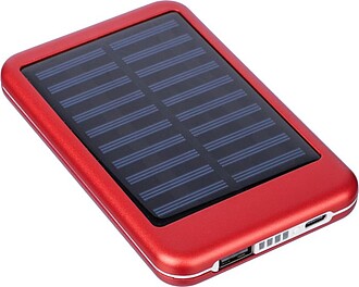 Aluminium solar power bank Tycho, red