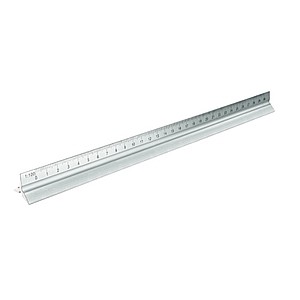Aluminium triangle rule, 30cm, silver