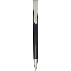 Ana recycled plastic ballpoint pen (blue ink), solid black