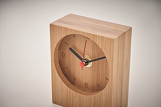 Analogue bamboo table clock