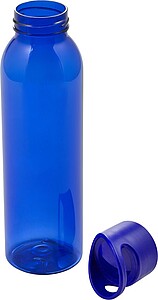 AS water bottle (650 ml) with transparent coloured body and solid coloured screw cap to match.