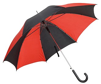 Automatic stick umbrella "Disco" with polyester canopy,colour black, red