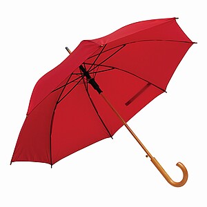 Automatic woodens umbrella, red