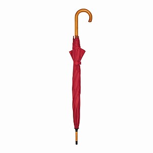 Automatic woodens umbrella, red