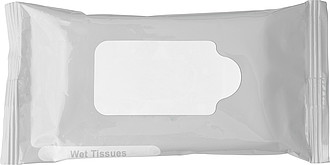 Bag with 10 wet tissues.Silver