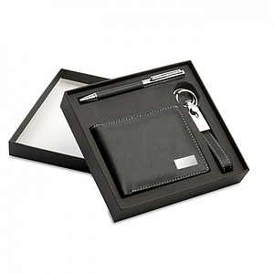 Ball pen key ring and wallet, black