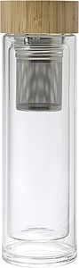 Bamboo and glass double walled thermos bottle (420 ml)