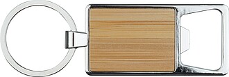 Bamboo key ring with bottle opener, brown