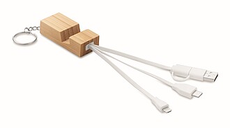 Bamboo key ring with phone stand