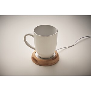Bamboo mug warmer with USB, wood