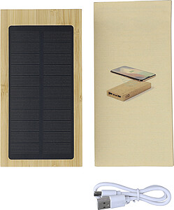 Bamboo solar power bank Elz, brown