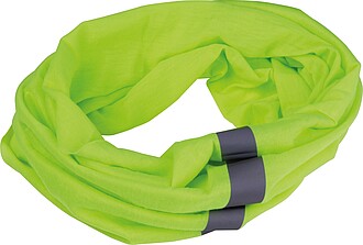 Bandana loop scarf with reflective stripes, yellow fluo