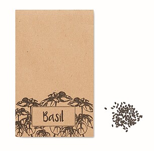 Basil seeds in craft envelope