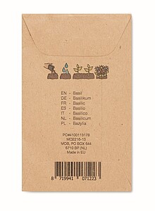 Basil seeds in craft envelope