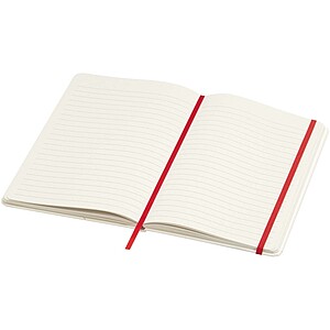 Bass A5 recycled hard cover notebook with lined pages, red