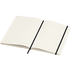 Bass A5 recycled hard cover notebook with lined pages, solid black