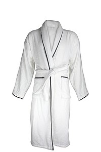 Bathrobe DeLuxe velour, 450 gr./m2 White / Anthracite Piped L/XL