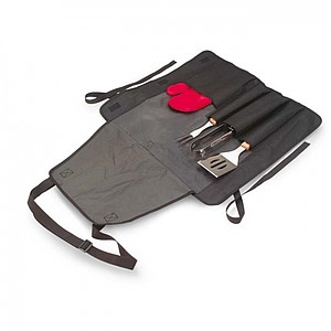 BBQ apron with BBQ tools, black