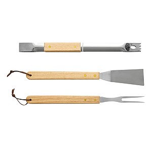BBQ tools, brown, silver