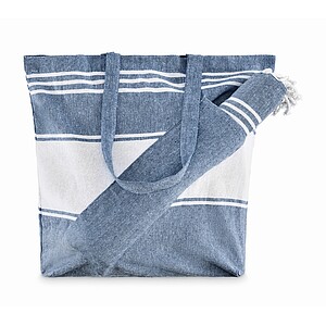 Beach bag with hammam towel, blue